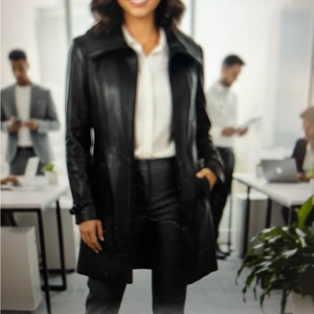 Danier Women’s Black Leather Long Coat, Buttery Soft Luxury | Timeless Elegance